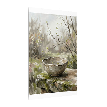 Japandi Ceramic Bowl in Overcast | Minimal Line Canvas Art