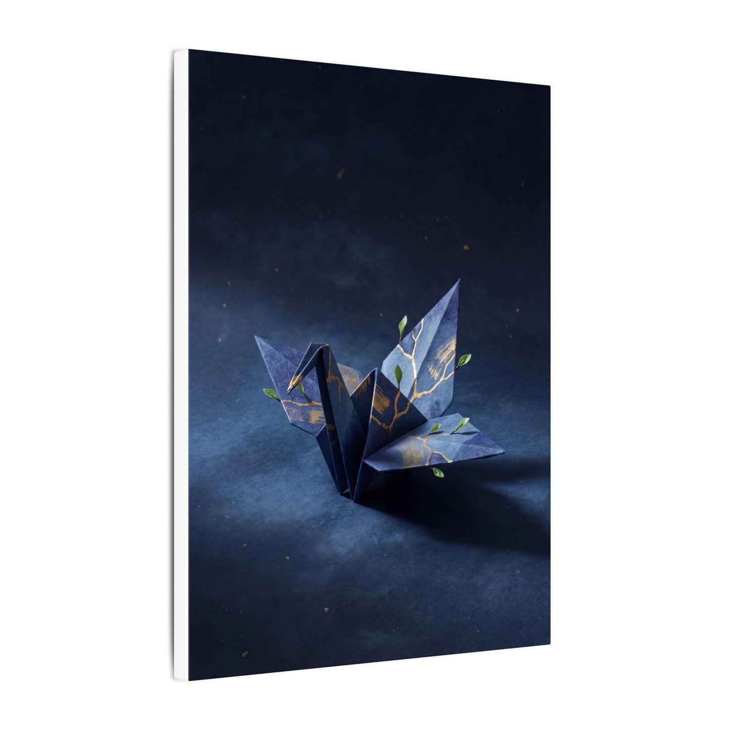 Kintsugi Paper Fold in Moonlight | Crackle Gold Canvas Art