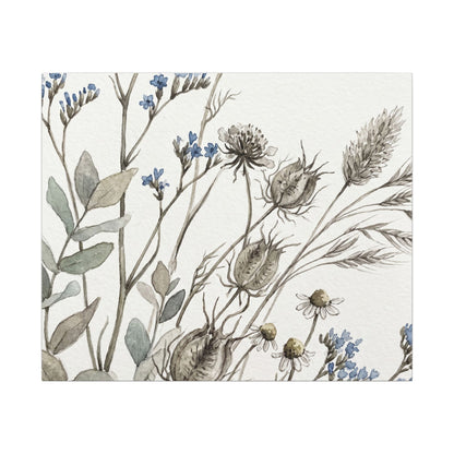 Dried Flowers Canvas Art | Summer Japandi Watercolor Art