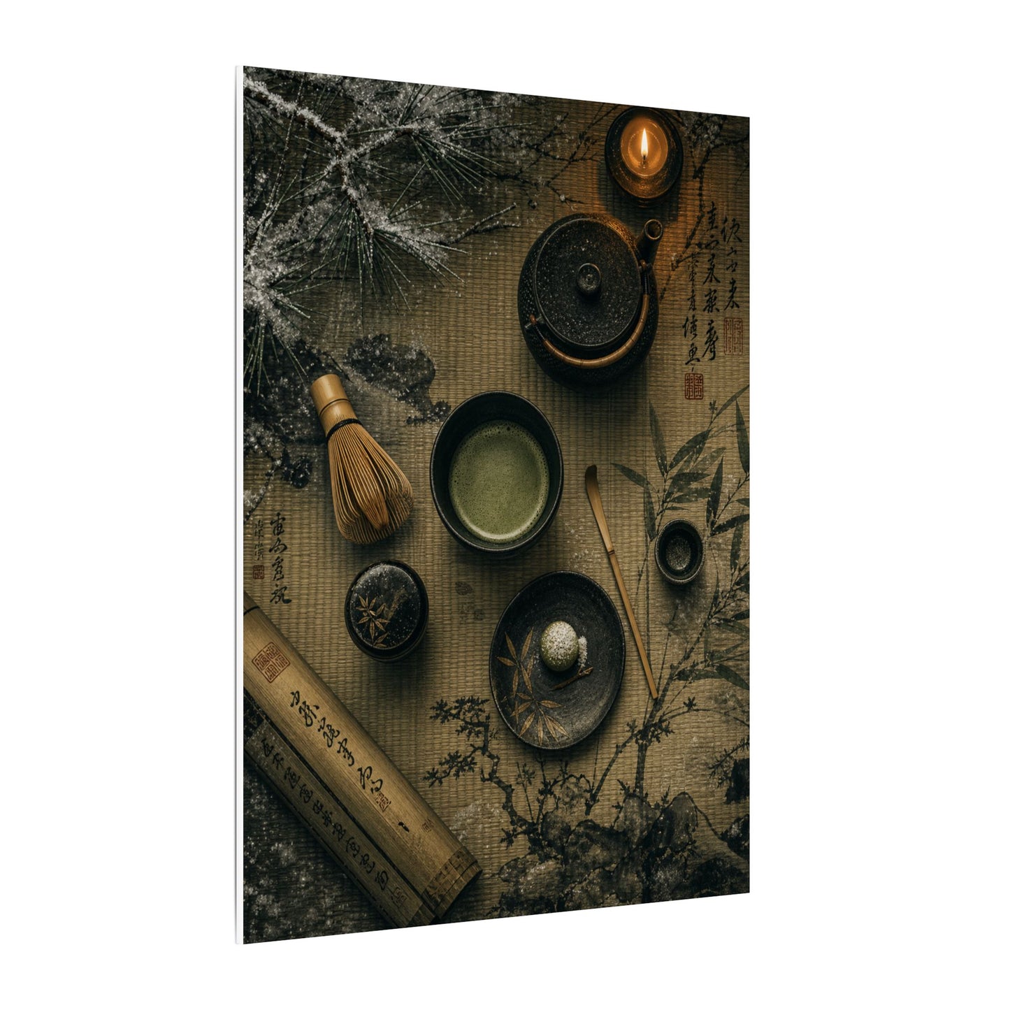 Tea Ceremony Canvas Art | Winter Zen Ukiyo E Inspired Art