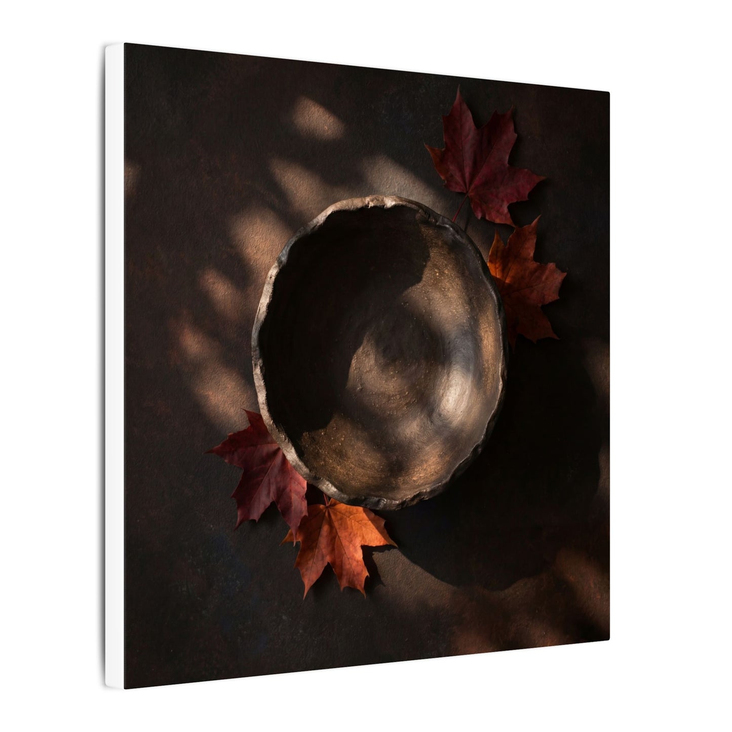 Ceramic Bowl Canvas Art | Autumn Dark Japandi Dark Texture Art
