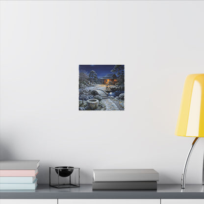 Moonlit Garden Winter Canvas Art | Kintsugi Artful Design