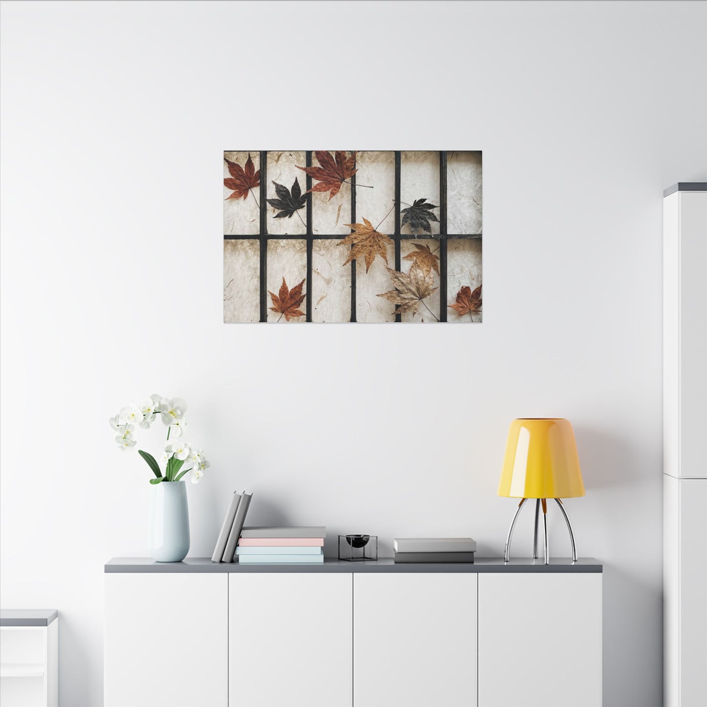 Japandi Shoji Screen in Overcast | Texture Canvas Art