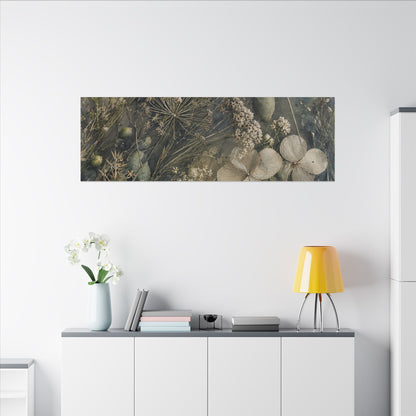 Japandi Dried Flowers in Moonlight | Watercolor Canvas Art