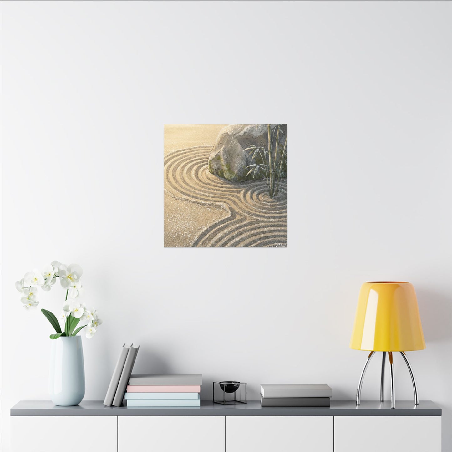 Rock Garden Winter Canvas Art | Zen Peaceful Design