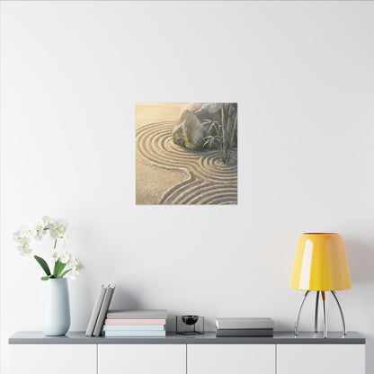 Rock Garden Winter Canvas Art | Zen Peaceful Design