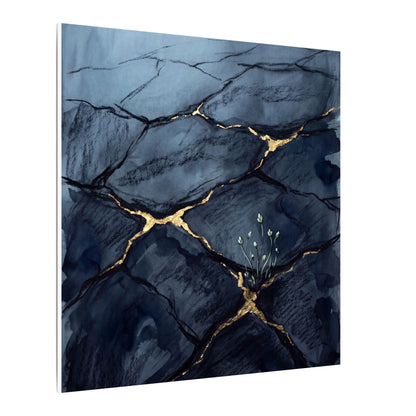 Mono No Aware Cracked Earth Canvas Art - Dark Japandi Charcoal Ink