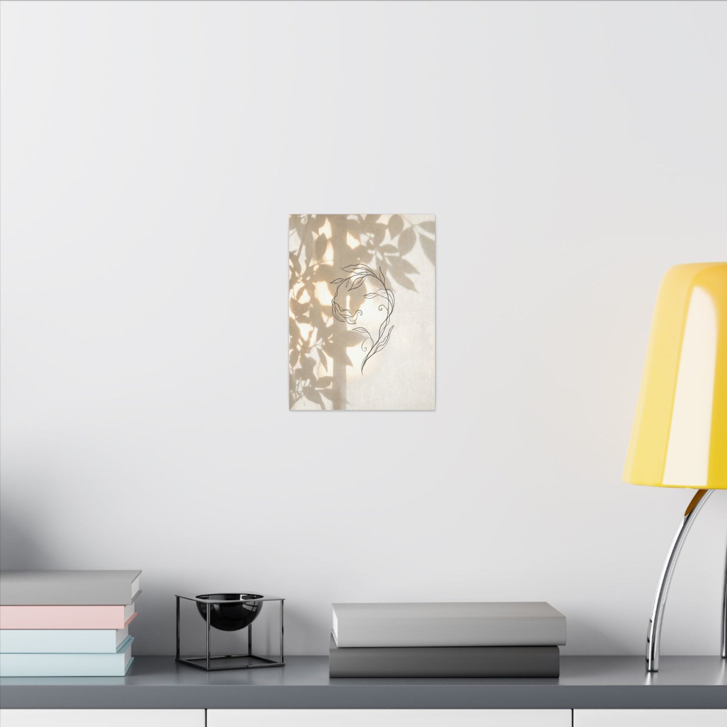 Warm Shoji Screen Canvas Art - Minimal Line Japandi