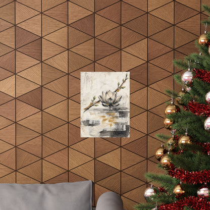 Seijaku Lotus Flower Wall Art Print - Japandi Texture