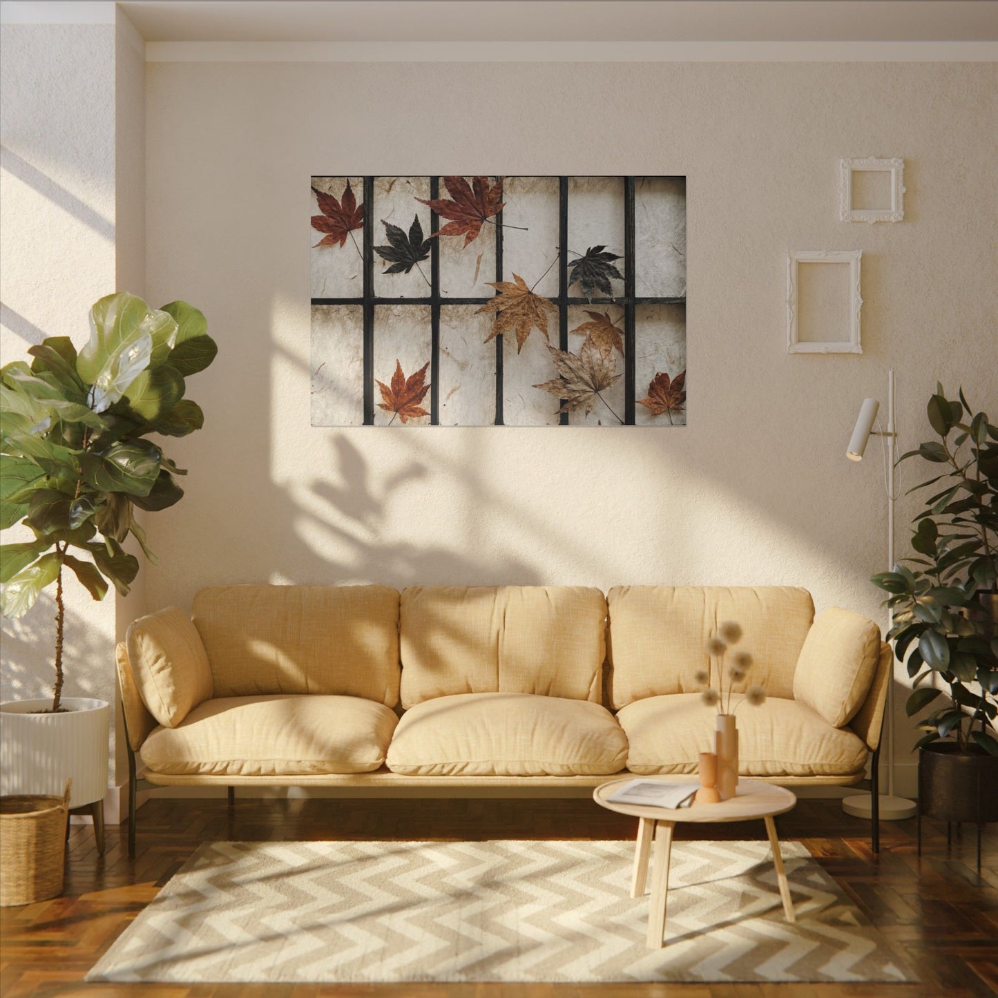 Japandi Shoji Screen in Overcast | Texture Canvas Art