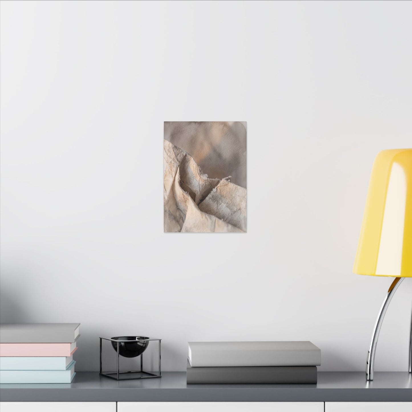 Japandi Paper Fold in Candlelight | Watercolor Canvas Art