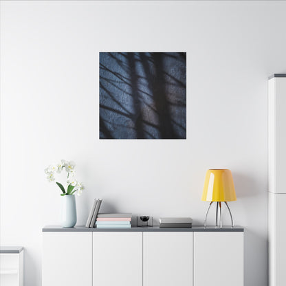 Dark Japandi Shadow Play in Moonlight | Moody Minimal Canvas Art