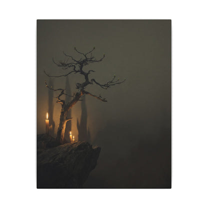 Ma Pine Tree Canvas Art - Dark Japandi Shadow Zen