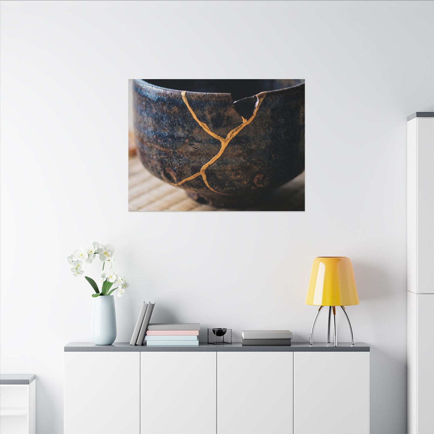 Tea Ceremony Autumn Canvas Art | Kintsugi Healing Design