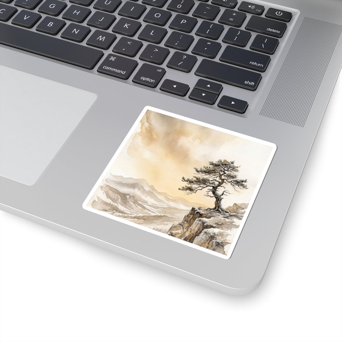 Winter Pine Tree Watercolor Sticker | Neutral Decor Art Print