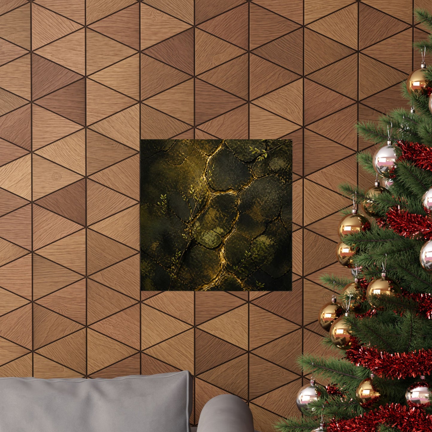 Cracked Earth Dark Texture Wall Art Print | Sophisticated Dark Japandi Art