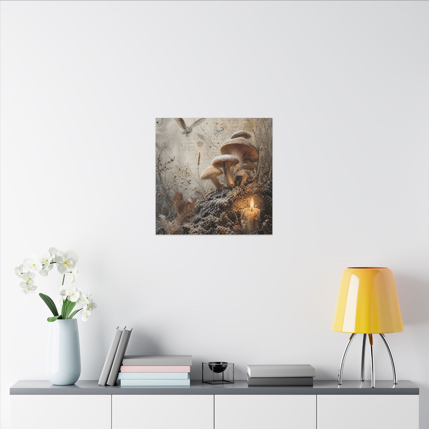 Wild Mushrooms Texture Canvas Art | Elegant Japandi Art