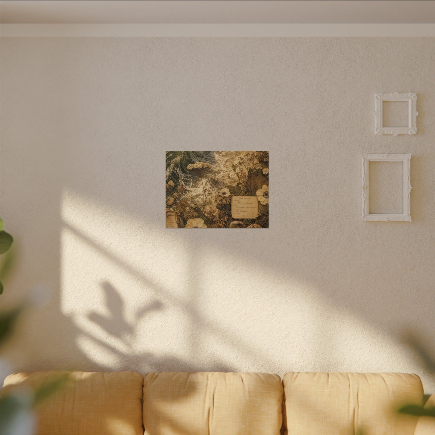 Spring Ocean Wave Herbarium Canvas Art | Nostalgic Decor