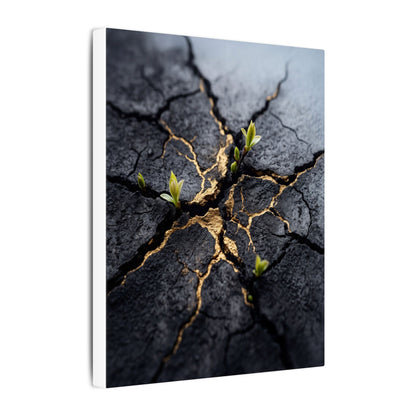 Ma Cracked Earth Canvas Art - Dark Japandi Charcoal Ink
