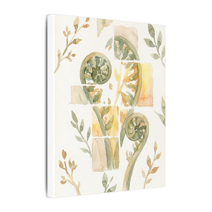 Earthy Fern Unfurling Canvas Art - Watercolor Japandi