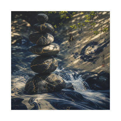 Kintsugi River Stones in Dappled | Broken Beauty Canvas Art