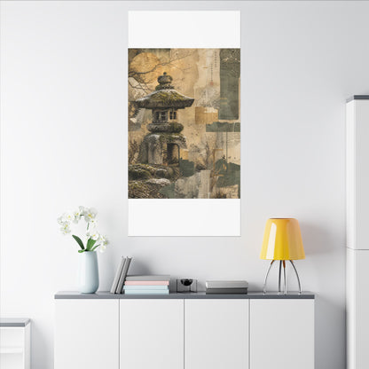 Elegant Stone Lantern Canvas Art - Texture Japandi