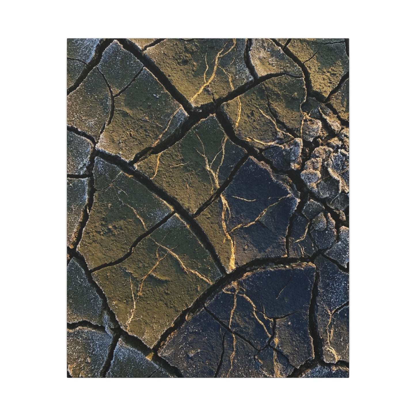 Winter Cracked Earth Moody Minimal Canvas Art | Atmospheric Decor