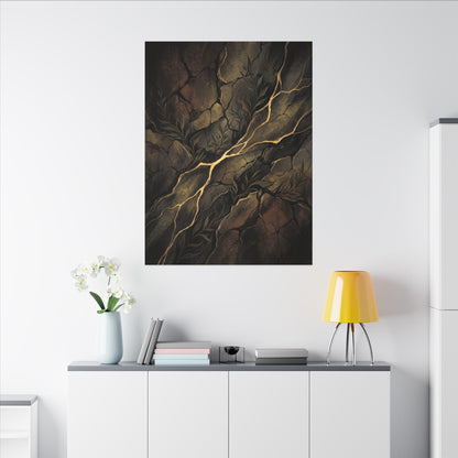 Cracked Earth Charcoal Ink Canvas Art | Bold Dark Japandi Art