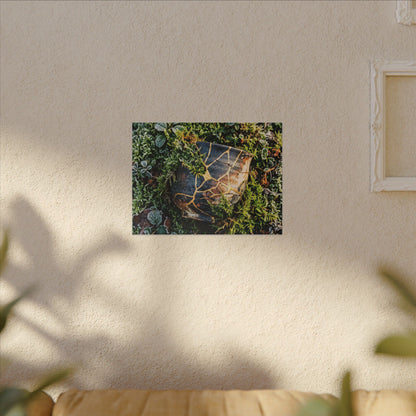 Artful Moss Close Up Canvas Art - Gold Repair Kintsugi