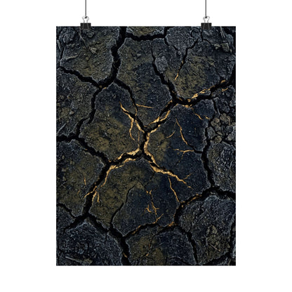 Cracked Earth Winter Wall Art Print | Dark Japandi Moody Design Art Print