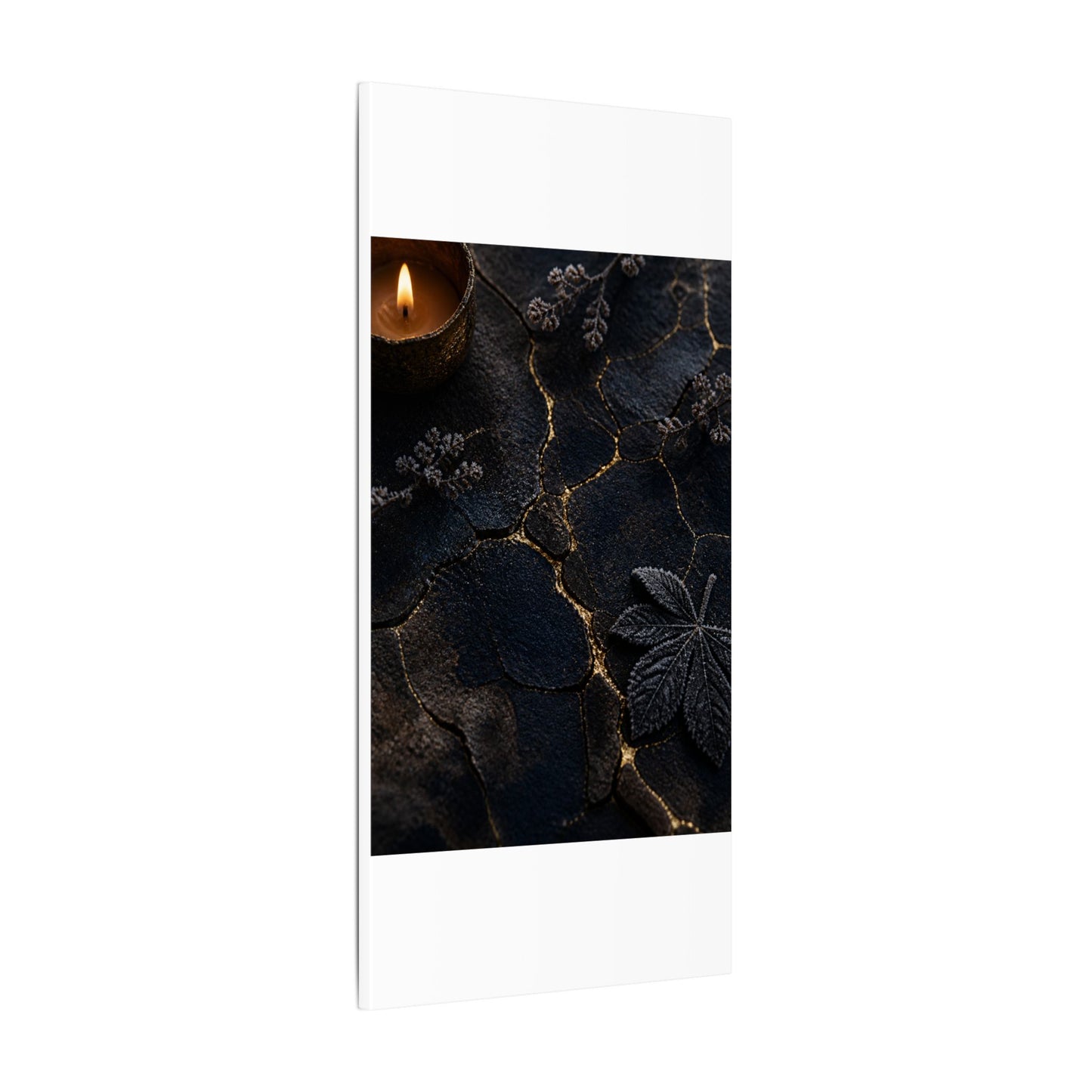 Candlelight Cracked Earth Canvas Art - Dark Japandi Ma