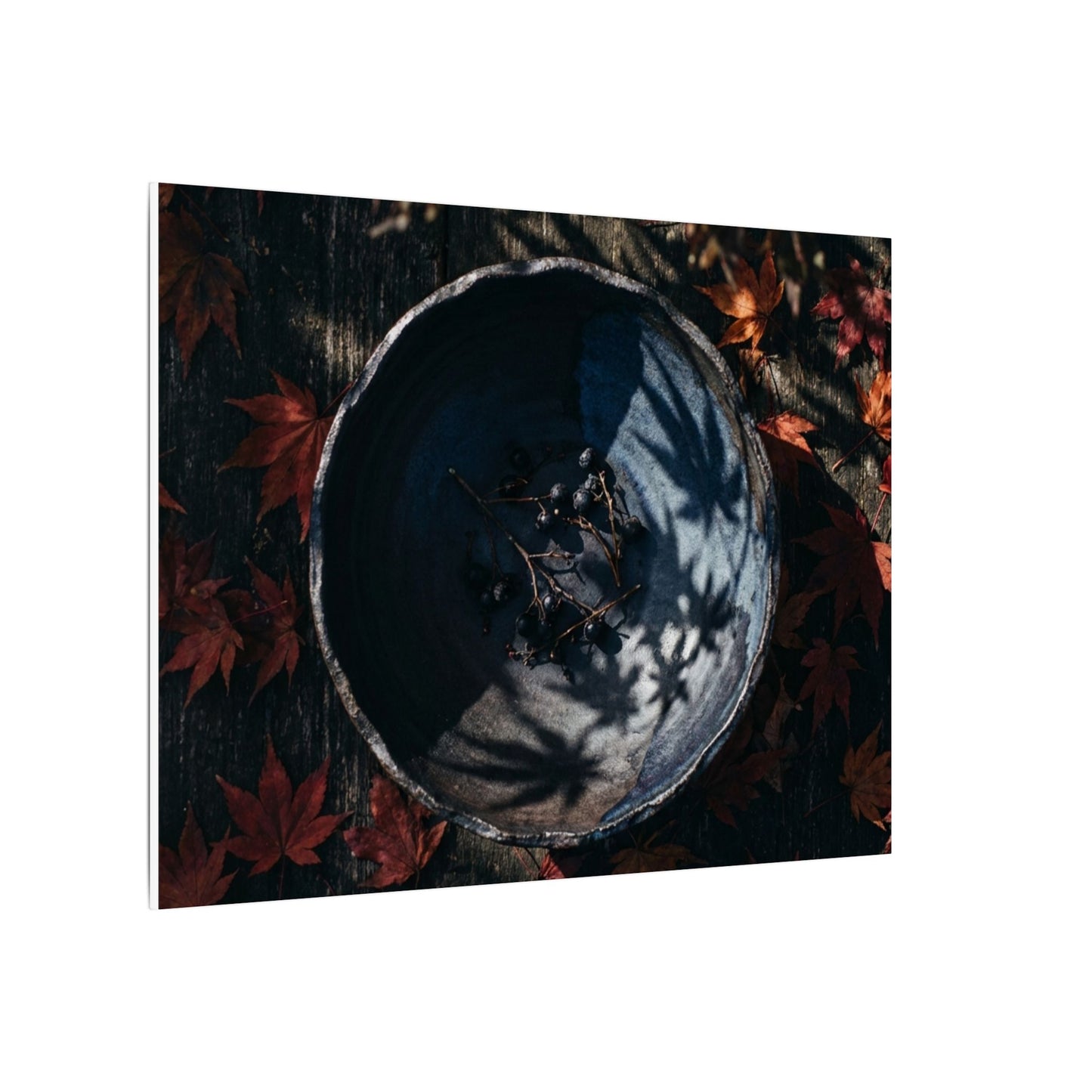 Autumn Ceramic Bowl Shadow Zen Canvas Art | Bold Decor
