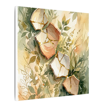 Japandi Broken Pottery in Golden Hour | Watercolor Canvas Art