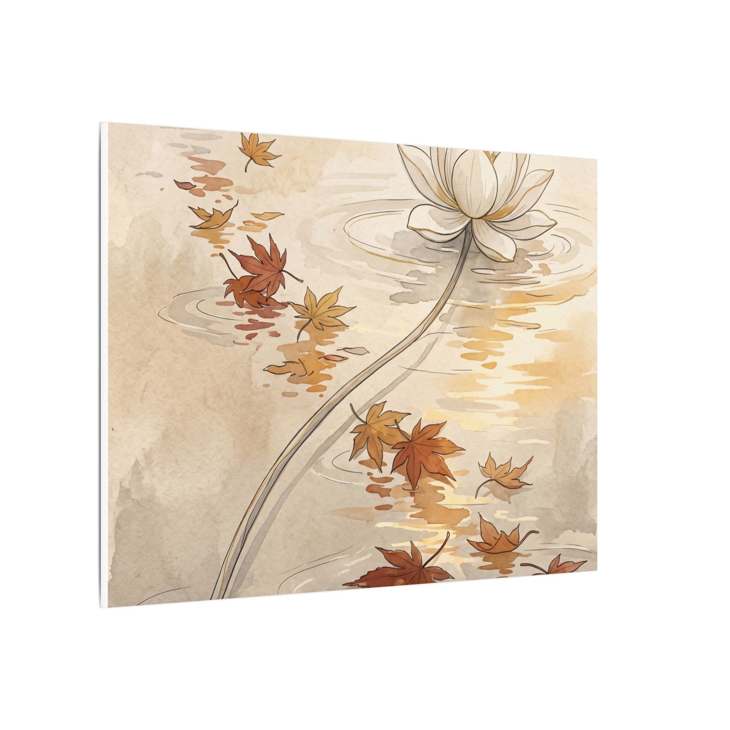 Lotus Flower Canvas Art | Autumn Japandi Minimal Line Art