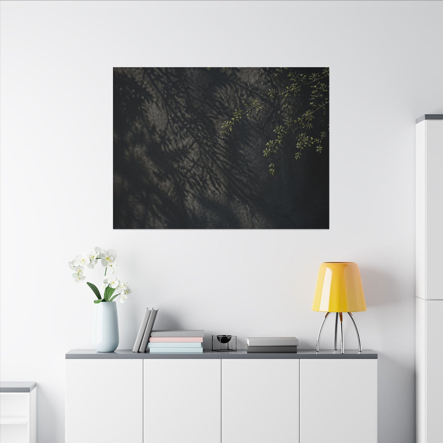 Overcast Shadow Play Canvas Art - Dark Japandi Seijaku