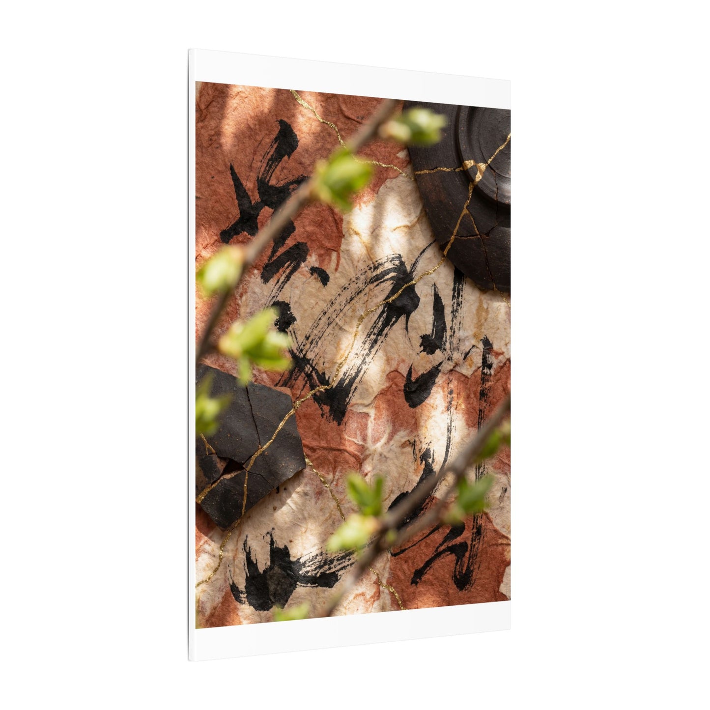 Datsuzoku Ink Brushstroke Canvas Art - Kintsugi Gold Repair