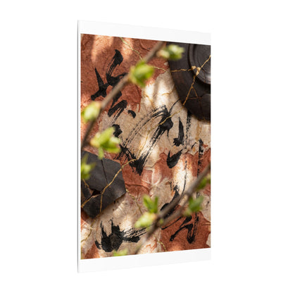 Datsuzoku Ink Brushstroke Canvas Art - Kintsugi Gold Repair