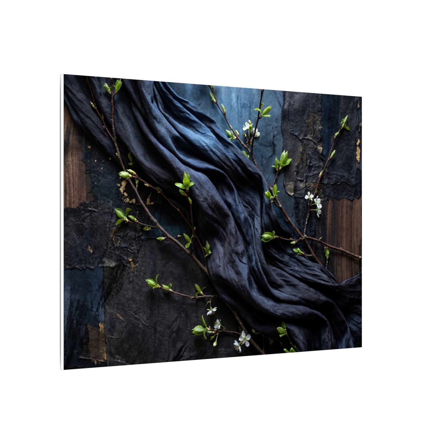 Spring Silk Drape Dark Texture Canvas Art | Atmospheric Decor