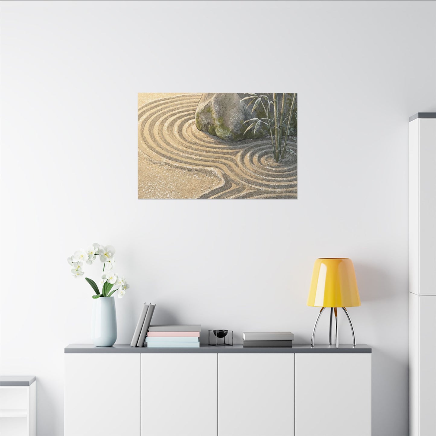 Rock Garden Winter Canvas Art | Zen Peaceful Design