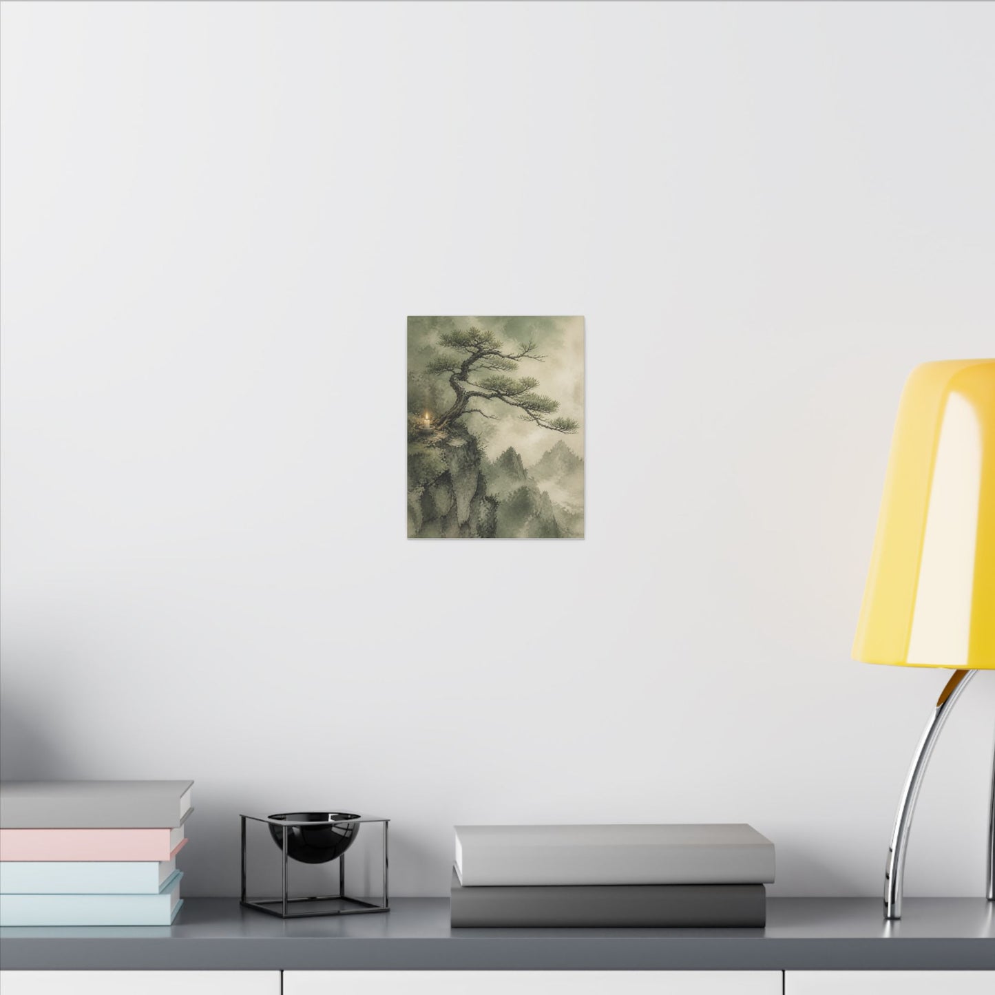 Candlelight Pine Tree Canvas Art - Japandi Kanso