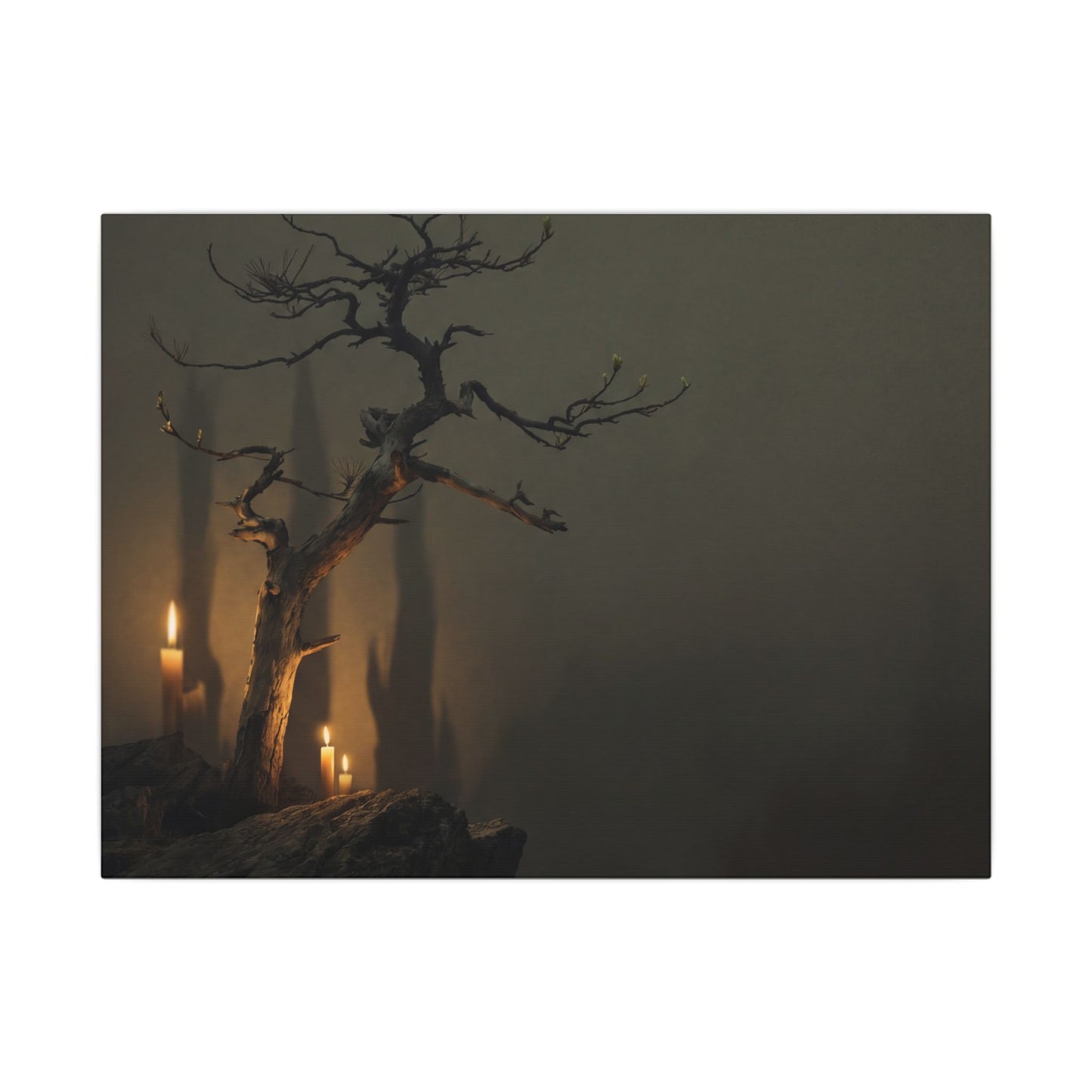 Ma Pine Tree Canvas Art - Dark Japandi Shadow Zen Art Print