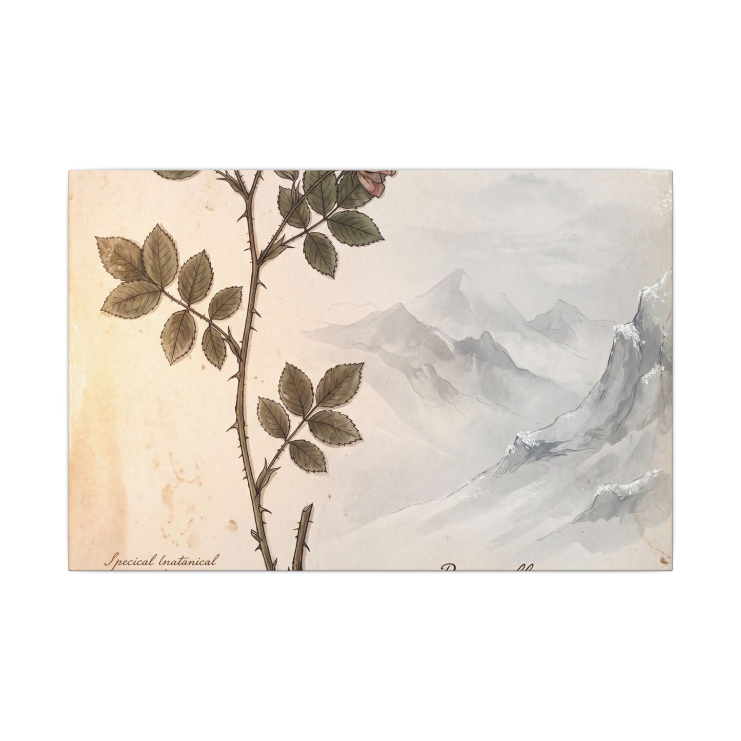 Winter Mountain Mist Herbarium Canvas Art | Earthy Decor