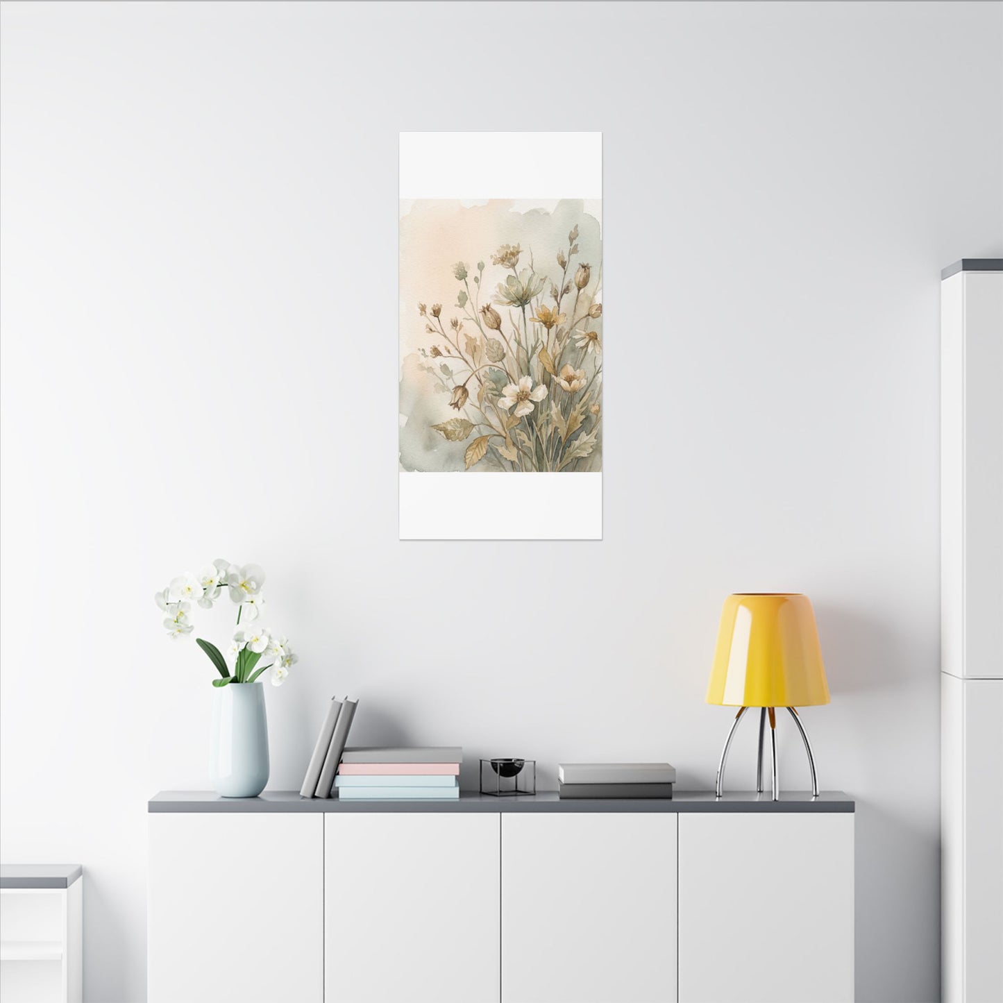 Summer Dried Flowers Watercolor Canvas Art | Elegant Decor