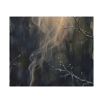 Incense Smoke Winter Canvas Art | Dark Japandi Moody Design