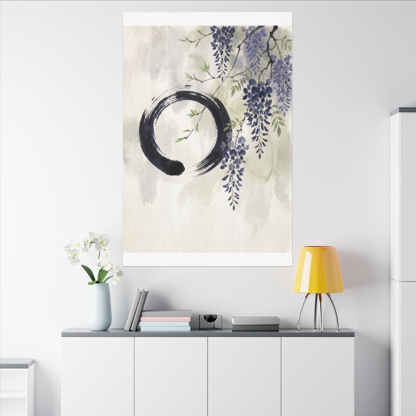 Wisteria Enso Canvas Art | Serene Zen Art