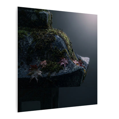 Stone Lantern Moody Minimal Canvas Art | Sophisticated Dark Japandi Art