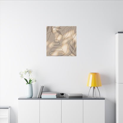 River Stones Minimal Line Canvas Art | Earthy Japandi Art
