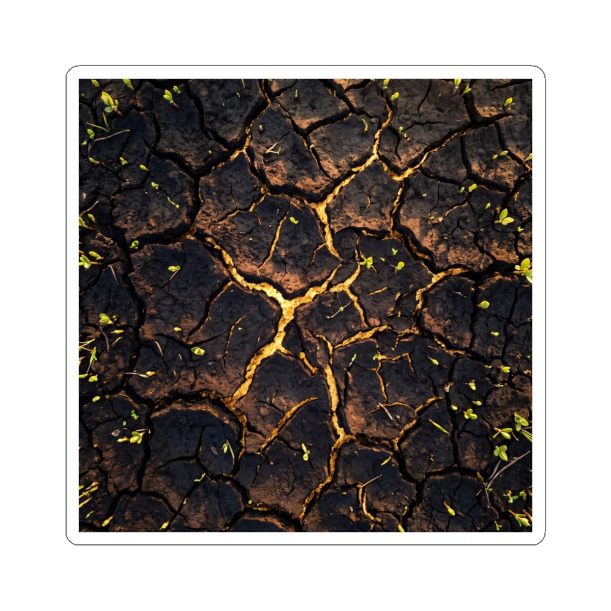 Golden Hour Cracked Earth Sticker - Dark Japandi Seijaku