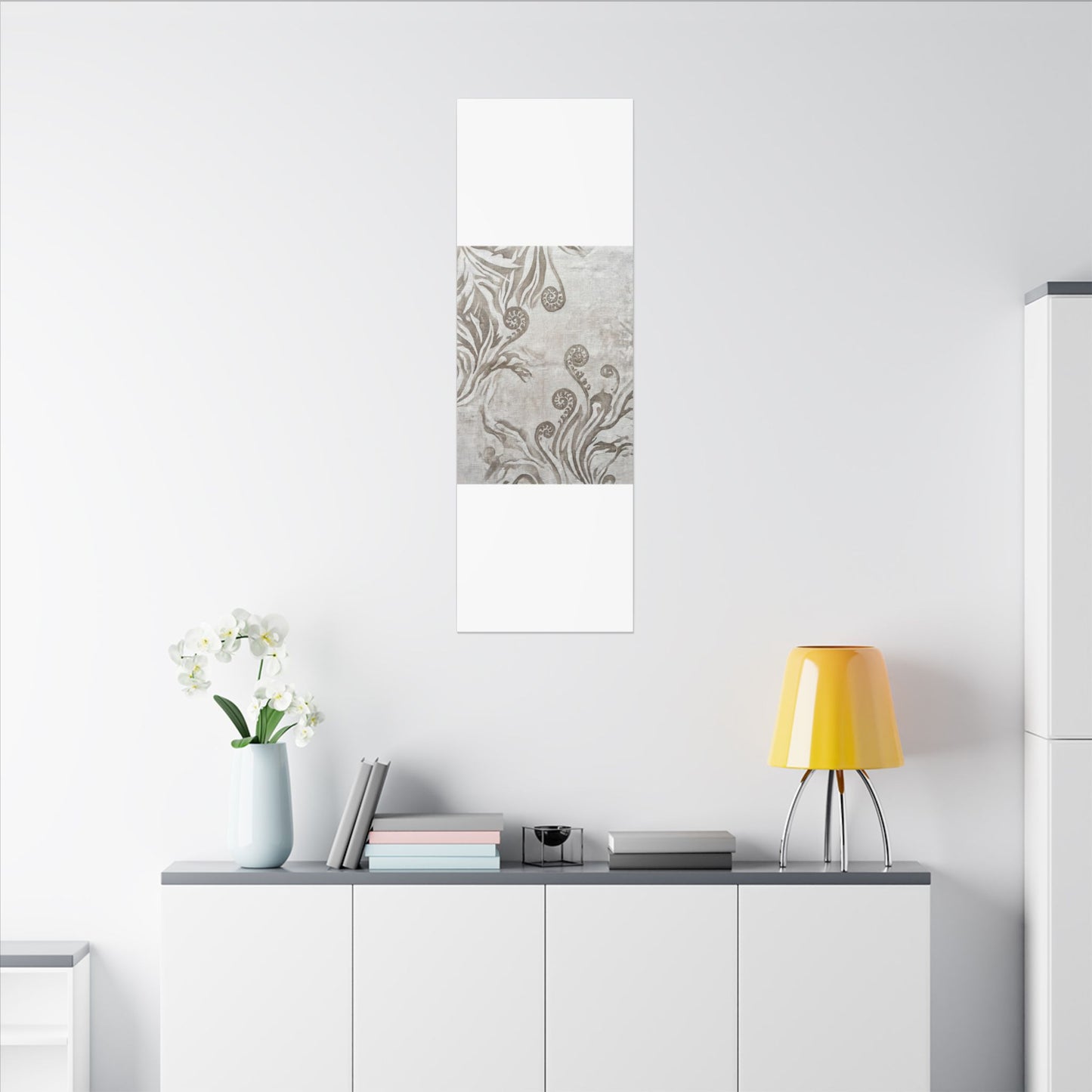 Japandi Fern Unfurling in Overcast | Japanese Pattern Canvas Art