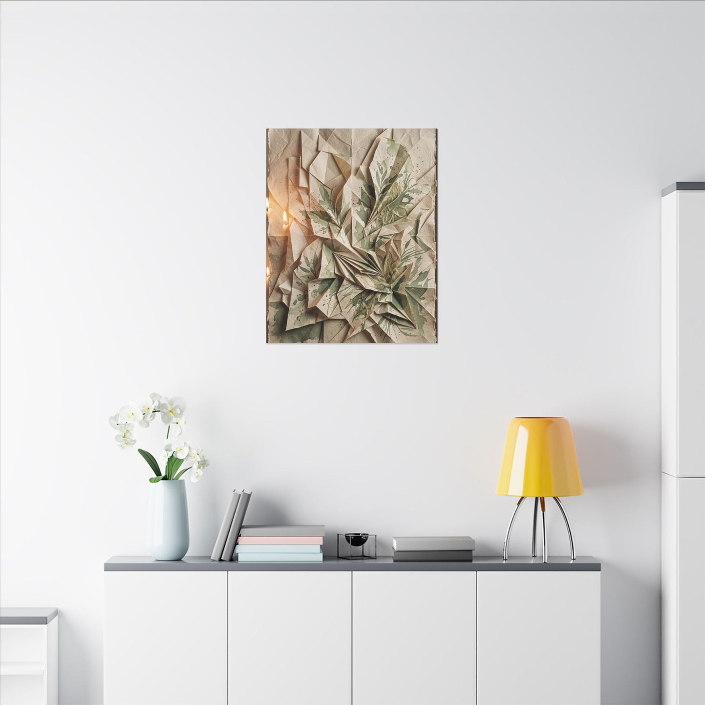 Japandi Paper Fold in Candlelight | Texture Canvas Art